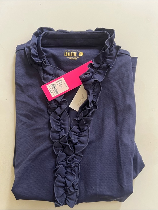 Lilly Pulitzer Other - Lilly Pulitzer Luxletic Frida Ruffle Polo UPF 50+ Navy Size L NWT
